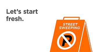 Graphic with a No Street Parking sign with "Let's start fresh." to the left.