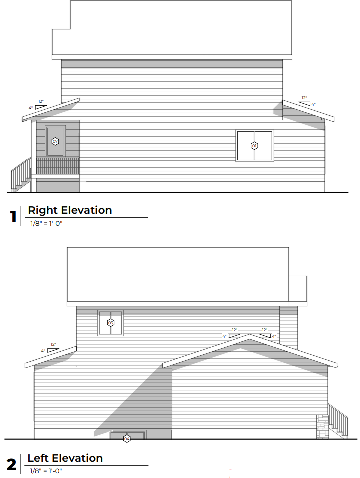 Right and Left Elevations