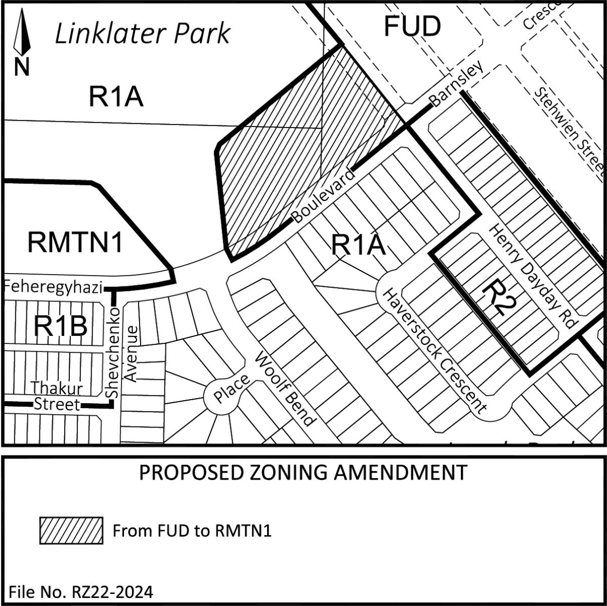 A location map showing the proposed zoning amendment