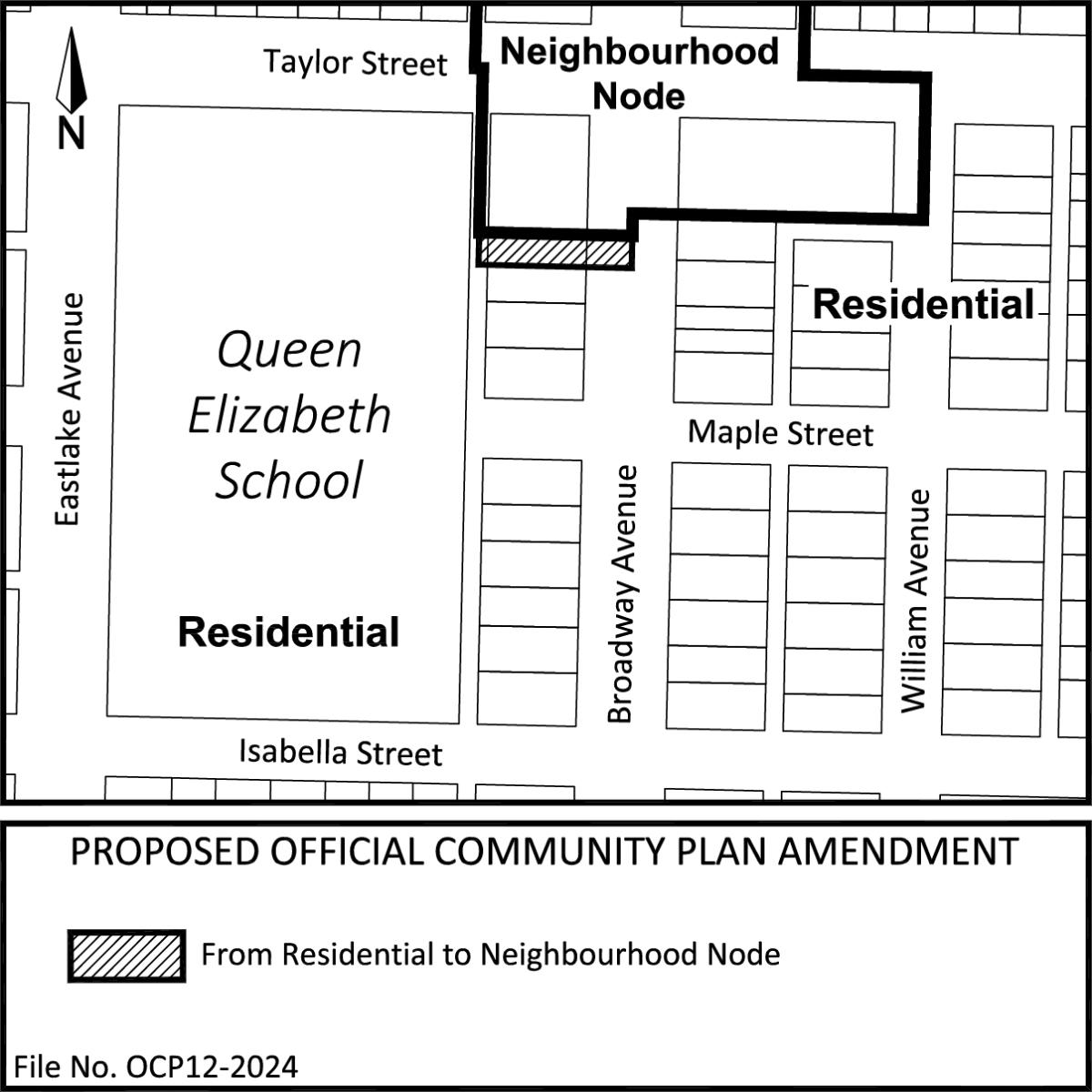 A location map showing the proposed Official Community Plan amendment