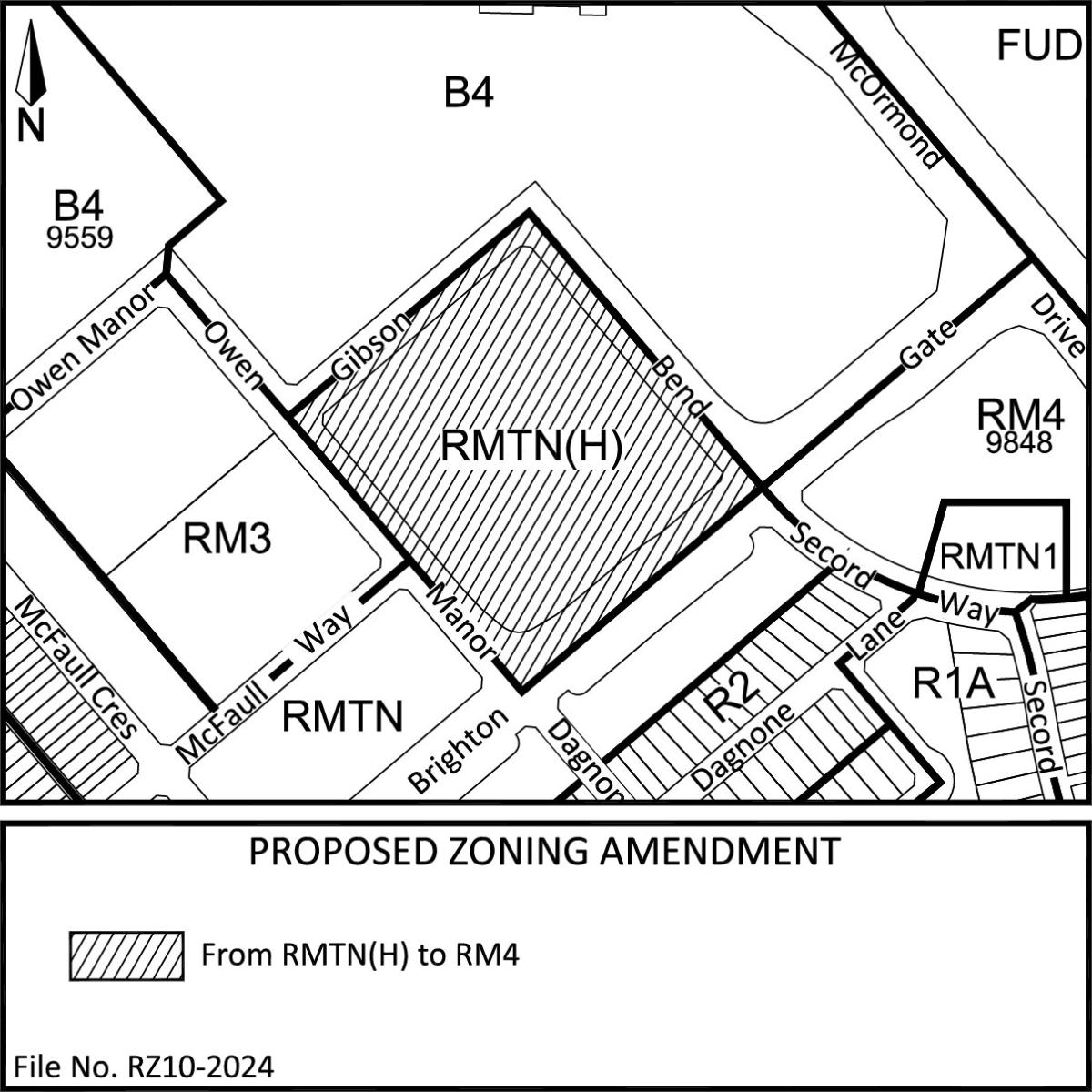 A location map showing the proposed zoning amendments