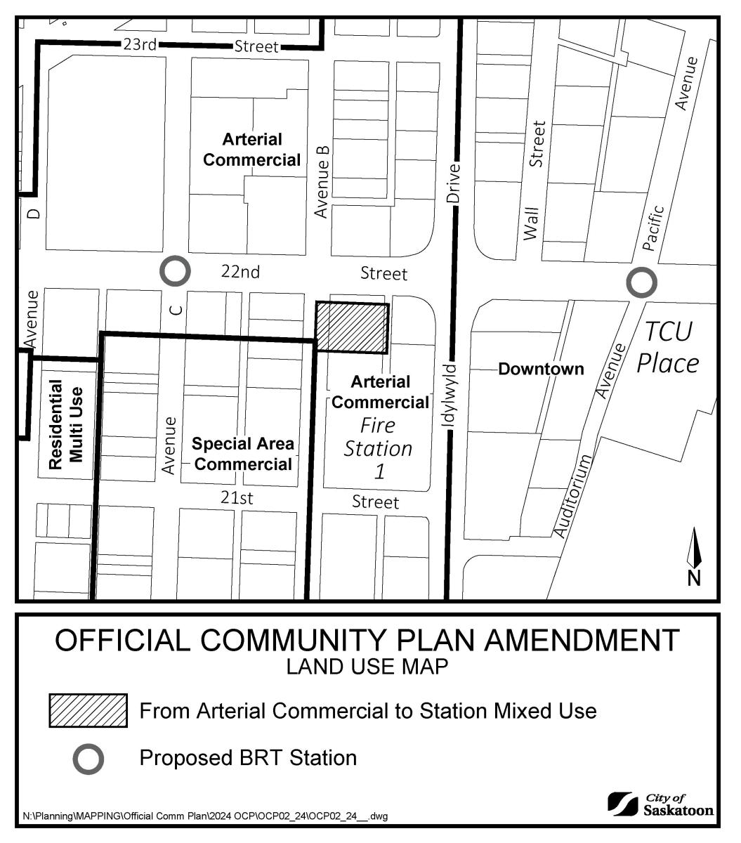 Map showing affected site on Avenue B South and proposed BRT station at 22nd Street and Avenue C