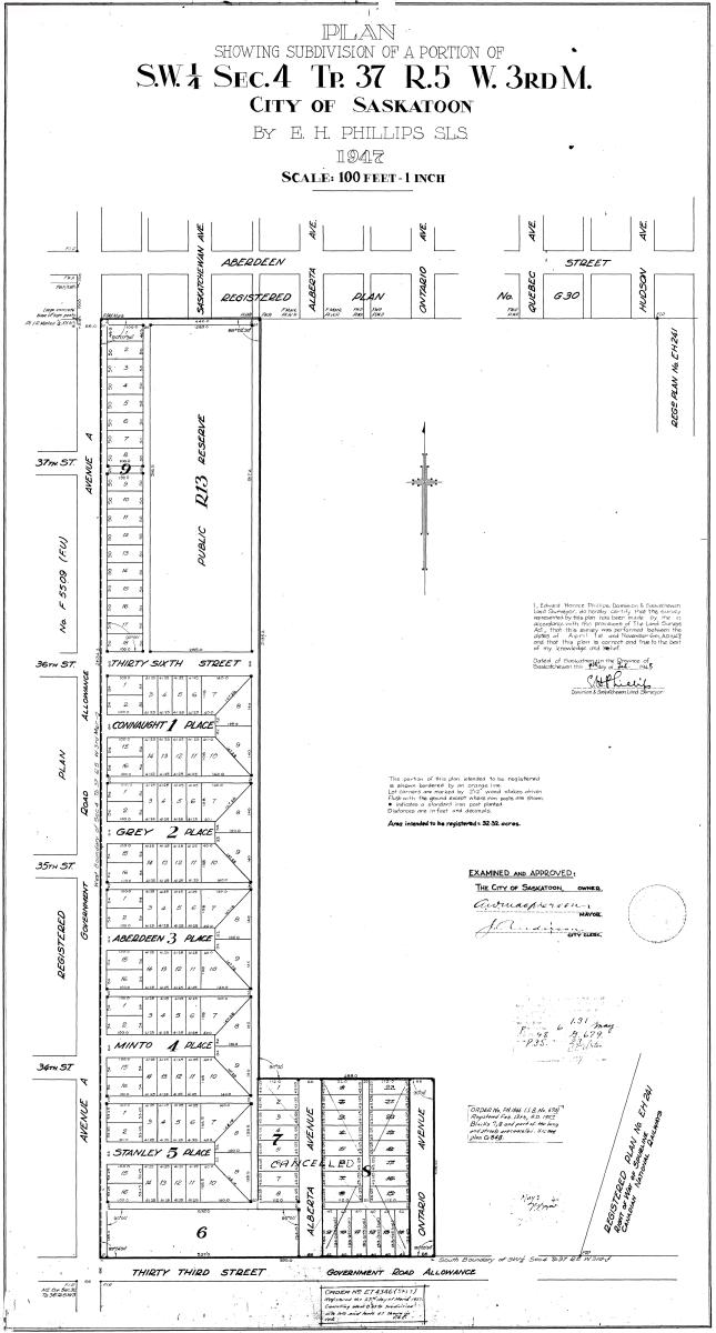 Plan of Subdivision for the five culs-de-sac.