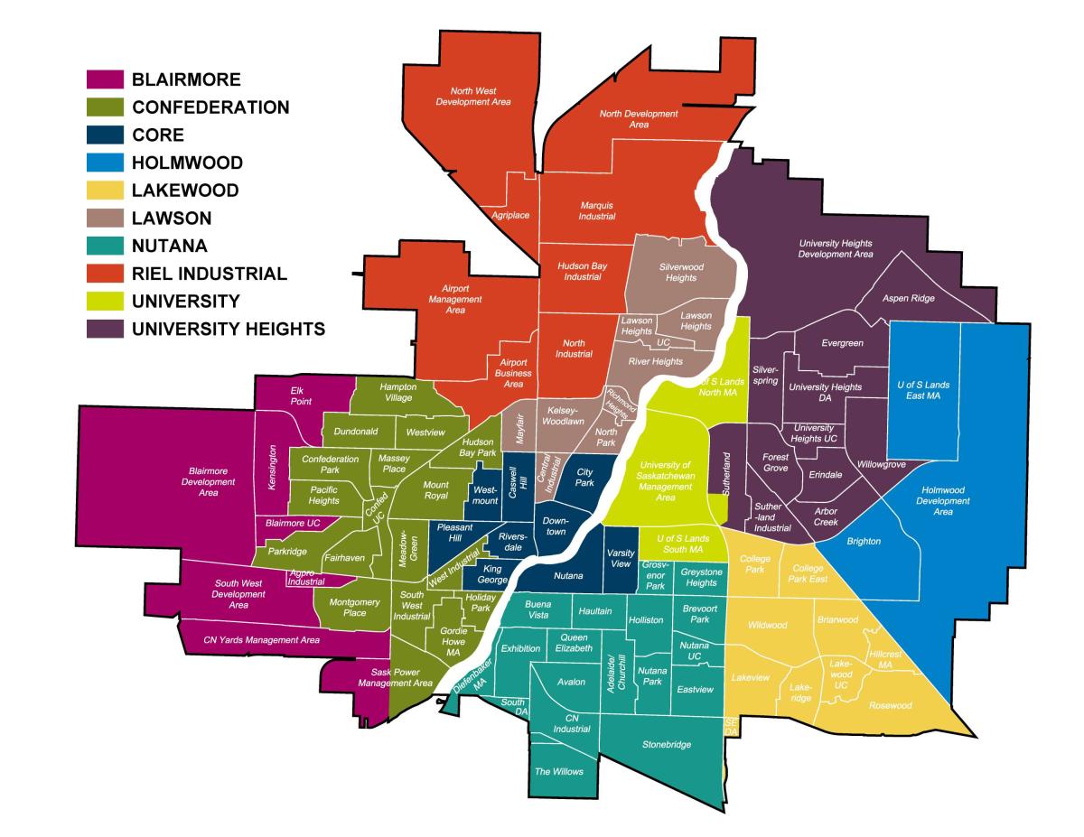 Map of Neighbourhoods in Saskatoon