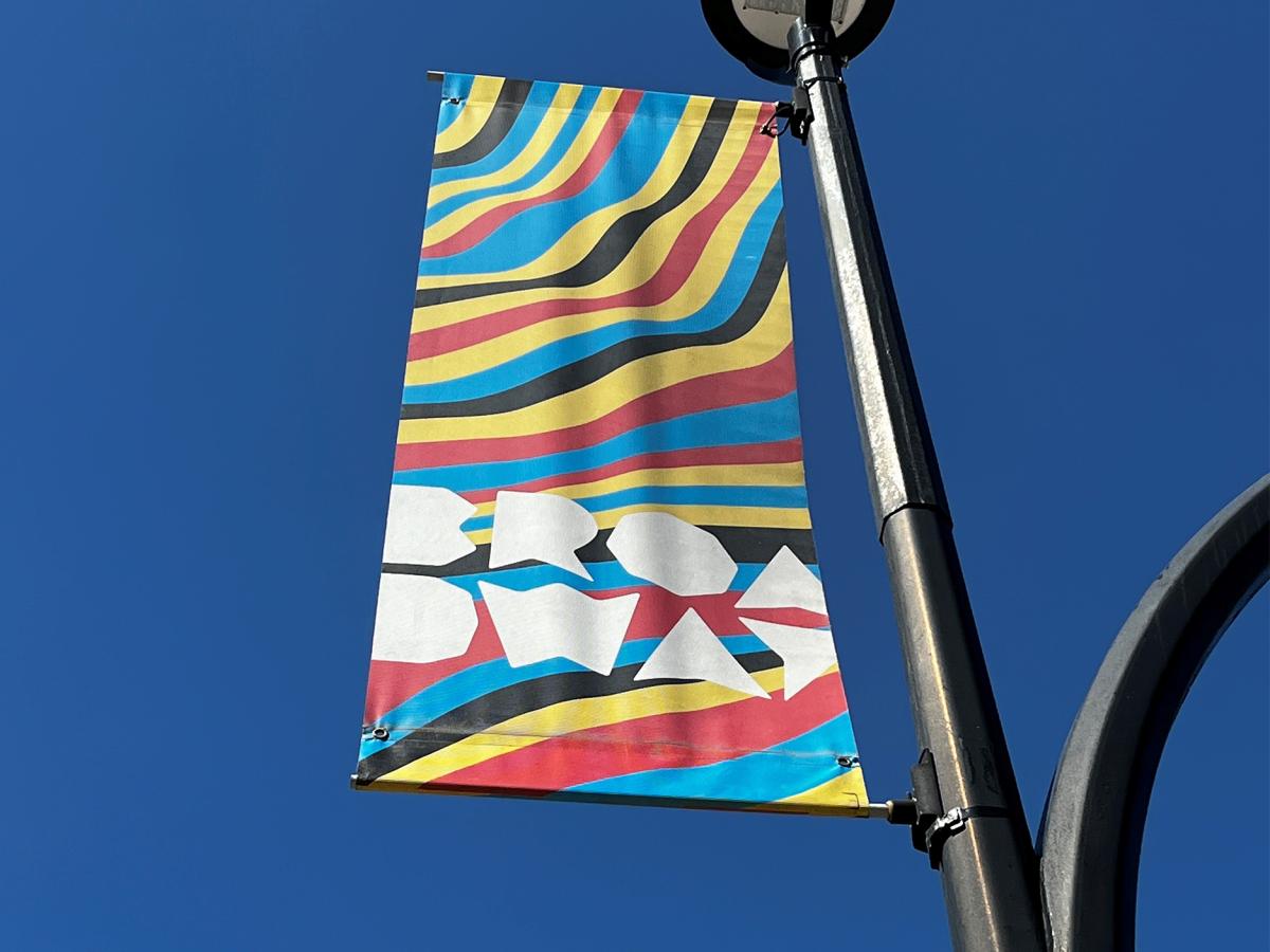 Banner Program. Example of a banner fixed to a light pole in the Broadway area.